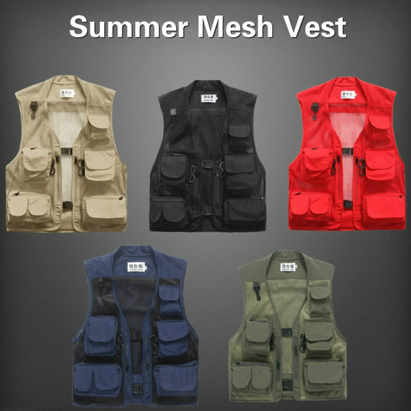 Men's summer multipocket mesh vest outdoor camping vest thin section