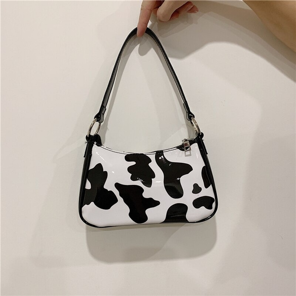 Fashion PU Leather Milk Cow Pattern Ladies Underarm Shoulder Bags