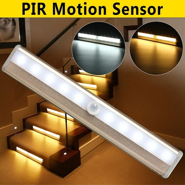 10 LED PIR Motion Body Sensor Induction Lamp Human Infrared Cabinet Night Light 