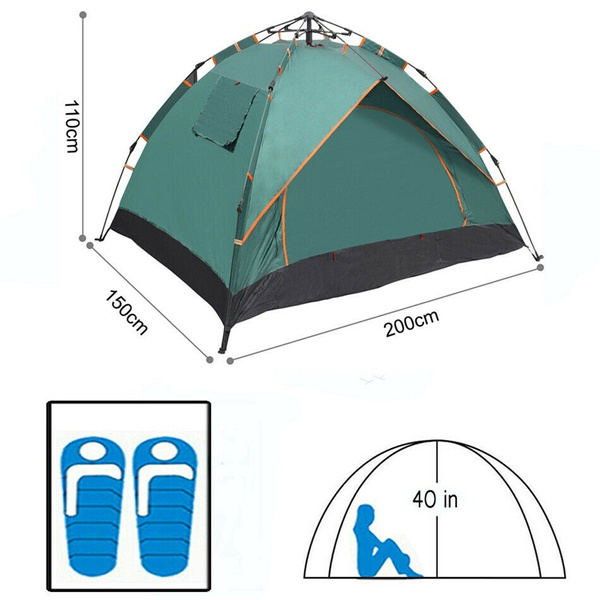 Zelt für 2 oder 3-4 Personen Pop Up Campingzelt Kuppelzelt Outdoor Blau Grün 