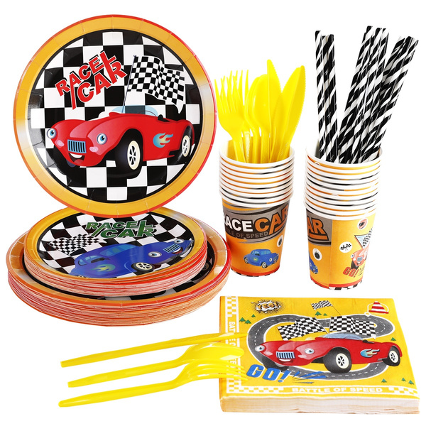 Racing Car Tableware Set Race Car Party Supplies for Boys Disposable