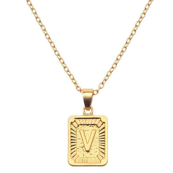 Alphabet Pendant Necklace Gold Chain 