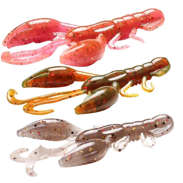 Soft Plastic Craws Bait 2.1g/ 51mm Fishing Crawfish Lure Silicone Soft  Artificial Bait Crayfish 3D Slow Sinking Floating Shrimp for Carp Bass  Freshwater or Saltwater Lobster Bait-Pack of 15pcs