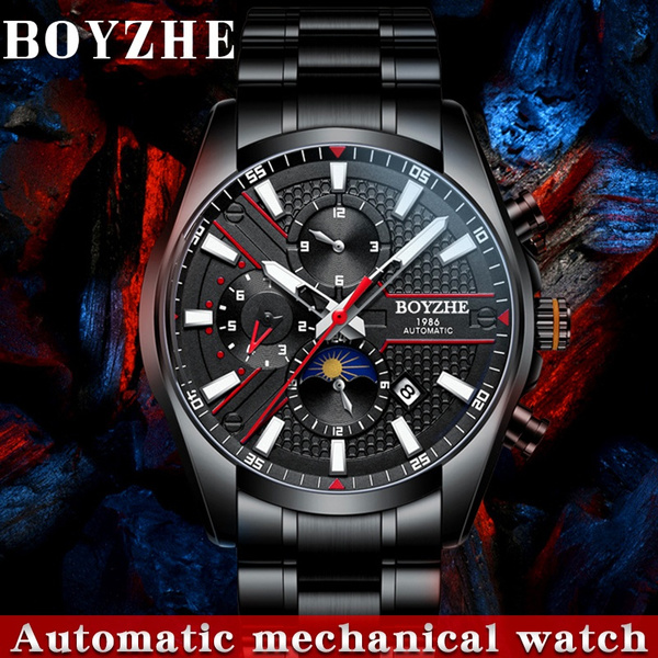 BOYZHE Fully Automatic Mechanical Watch Solid Stainless Steel Band