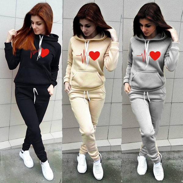 Two Piece Set Women s Tracksuit Casual Pullover Hoodie Pants