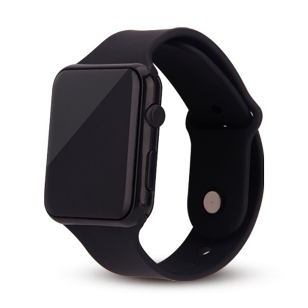 New Square Mirror Face Silicone Band Digital Watch Red LED Watches