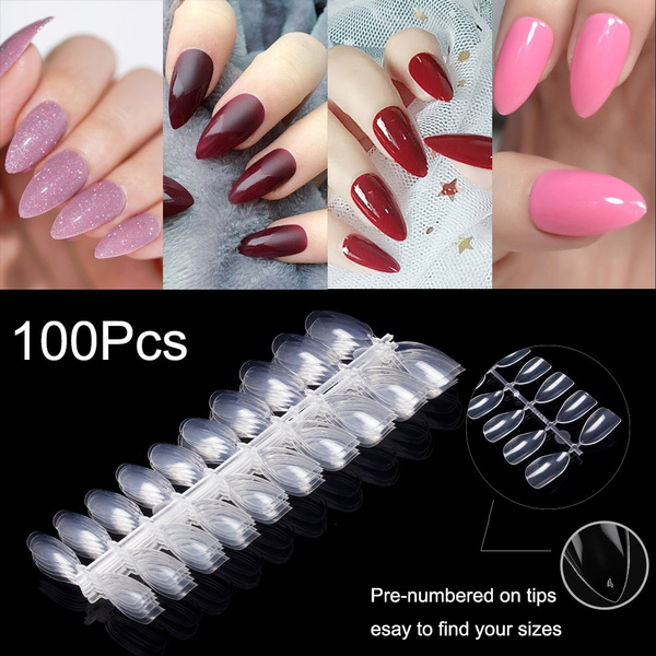 5 Sets Of Stiletto False Nails Short Nails Full Cover Acrylic Nail Tips Almond Shape Fake Nails 10 Sizes Press On Nails Fake Nail Tips Art Salon Tool Wish