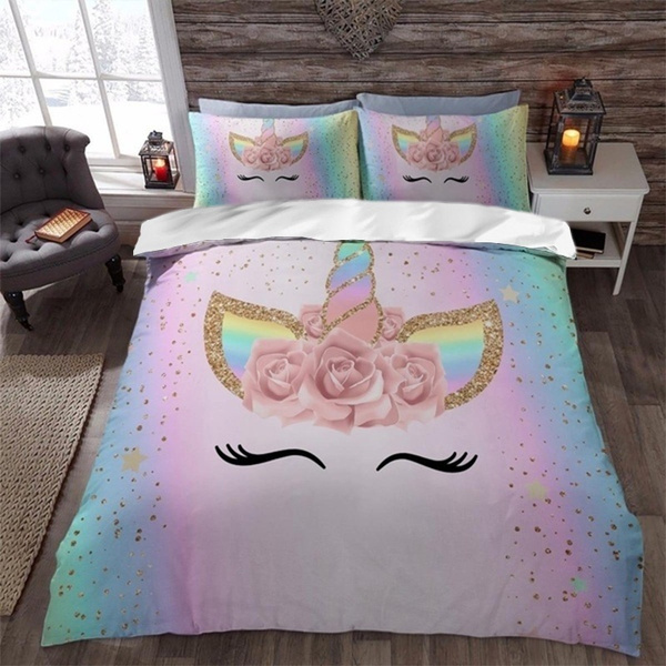 Space Unicorn Bedding Kids Girls Duvet, Unicorn Bed Set Queen