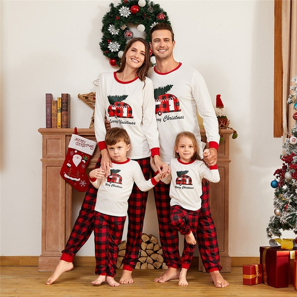 Quartly Christmas Family Matching Pajamas Xmas Blouse Pants Costume Sleepwear Nightwear 