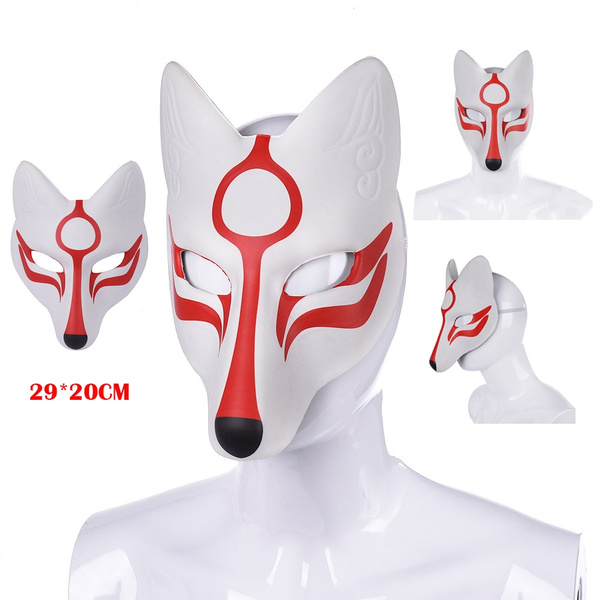 YangYong Fuchs Cosplay Maske – Kitsune Vollgesichtsmaske Für Partys, Manga-Events & Halloween (Größe D, 15x22 Cm)