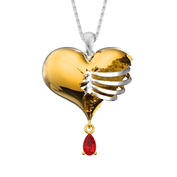 Skeleton shop heart necklace