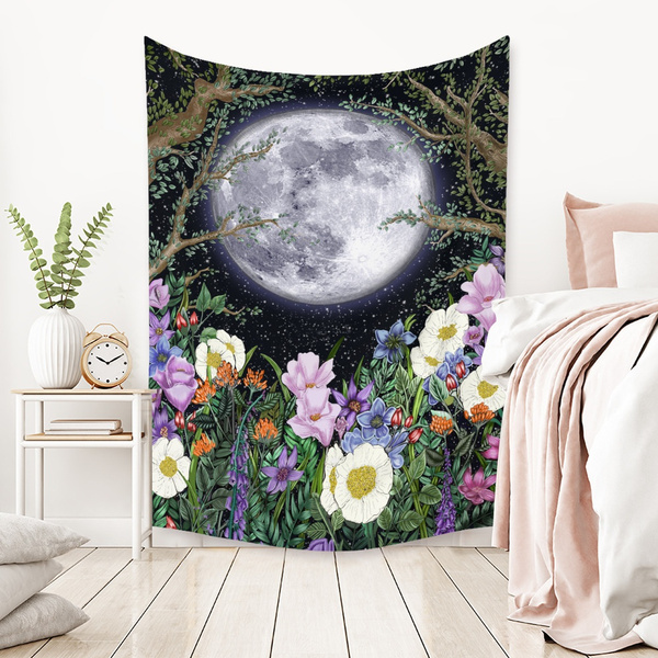 floral moon tapestry