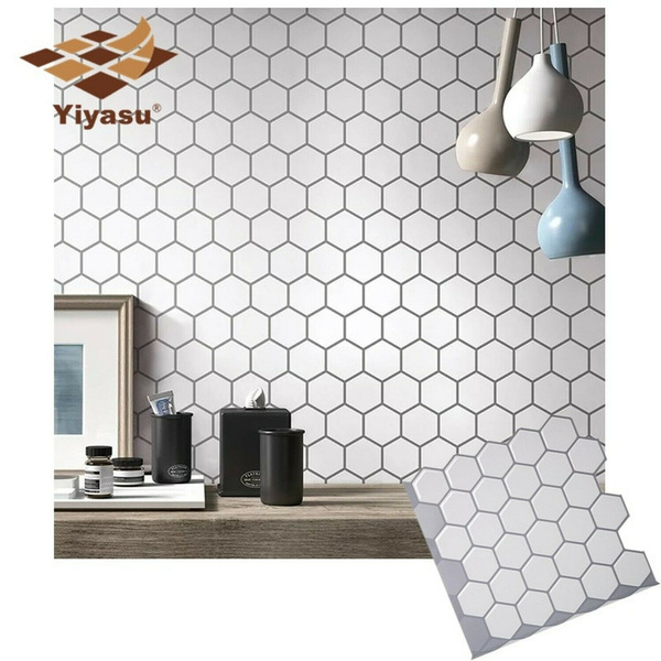 3D Peel and Stick Hexagon Vinyl Wall Tile Self Adhesive Wallpaper Backsplash  | Wish