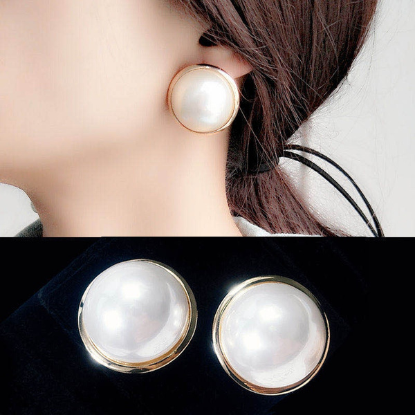 S925 silver needle atmosphere big pearl earrings feminine personality 100 earrings  earrings earrings