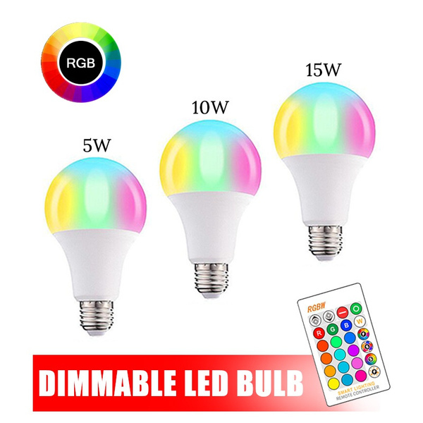 E27 15W 10W Dimmable RGB White /WW LED Light Bulb Lamp Color Changing IR Remote 