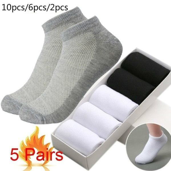 10/6/2PCS Men Cotton Short Socks White Black Gray Breathable Ankle ...