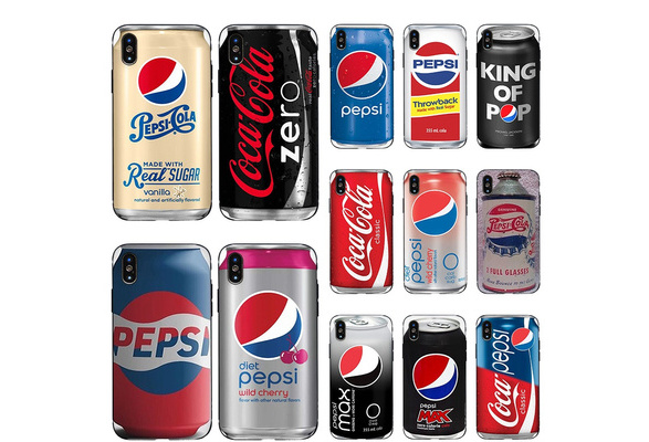 Coca Cola Pepsi couple Pattern Black TPU Phone Case for IPhone12