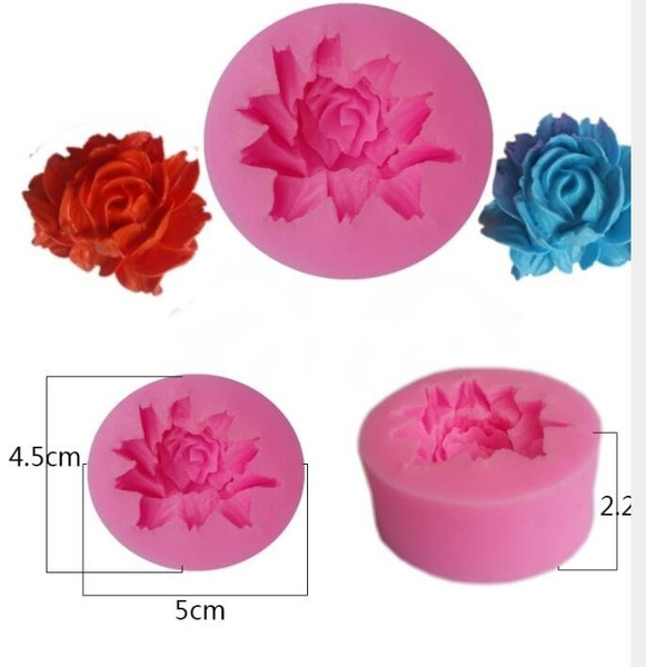 DIY 3D Rose Flower Fondant Cake Chocolate Sugarcraft Mold Cutter Silicone Tools 