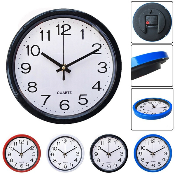 Modern Round Wall Clock Sweep Second Movement Quartz Bell Kitchen