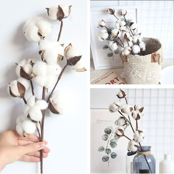 Artificial Dried Cotton Flower Branch For Wedding Party Home Decoration Bouquet 