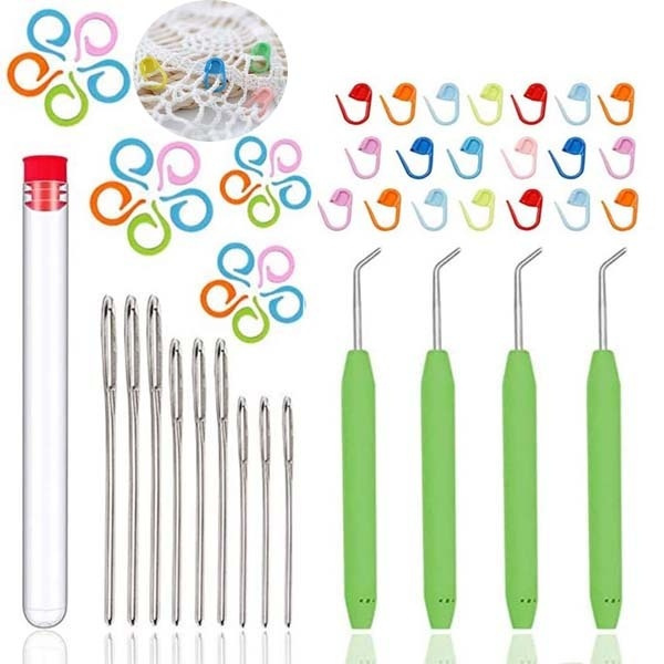 Loom Needle Loom Hook Set Colorful Knitting Loom Hook Large-Eye