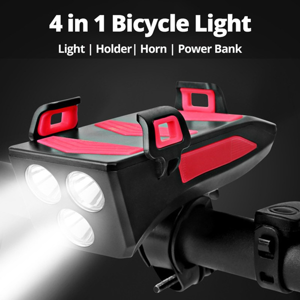 Bike Light Phone Holder 4 In 1 Bicycle Light Flashlight Bike Cycling