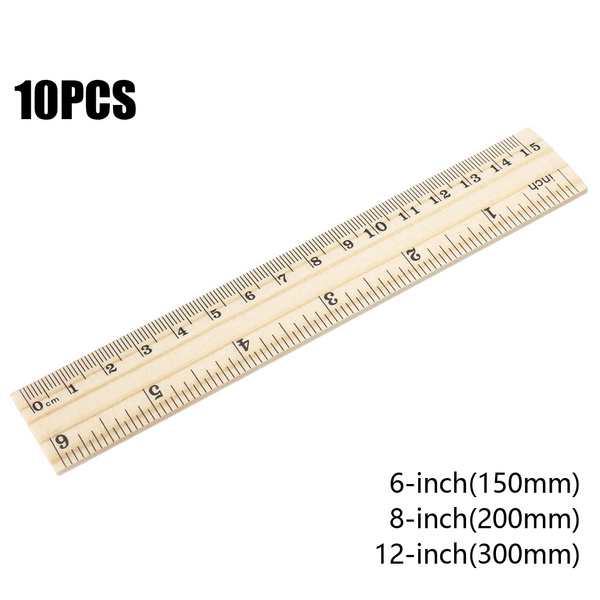 10pcs Wood Ruler 2 Scale Office Rulers Wooden Measuring Ruler 6-inch/8-inch /12-inch