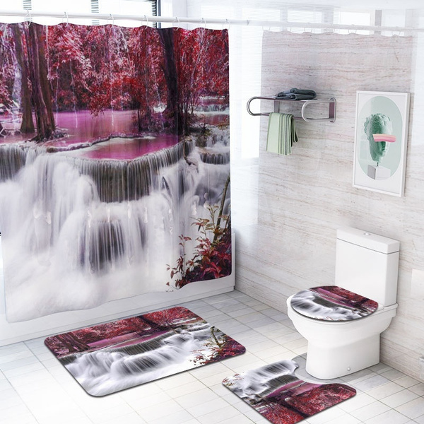 Home Decor Waterproof Shower Curtain Set Toilet Covers Bath Mats for Bathroom  Non-Slip Rug Carpet Bathroom Decor Bathroom mask