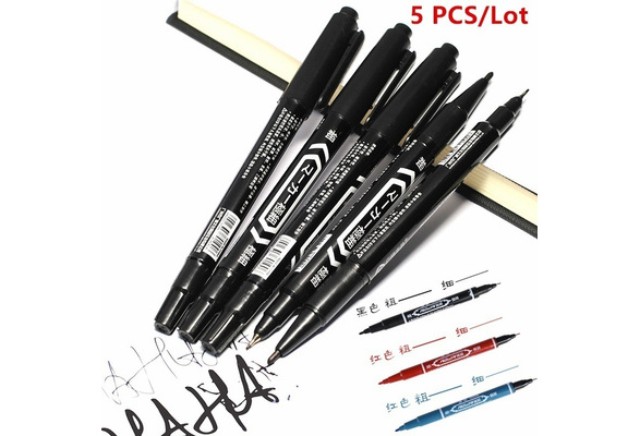 6 pcs/lot Twin Tip Permanent Marker Pen Art Outliners Fine Point Waterproof  Ink Thin Nib Crude Nib 0.5mm-1.5mm Fine Color