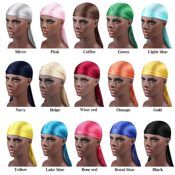 Men's Wrap Long Tail Hat Durag Satin 