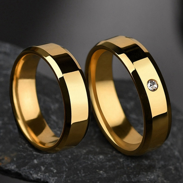 gold diamond couple rings