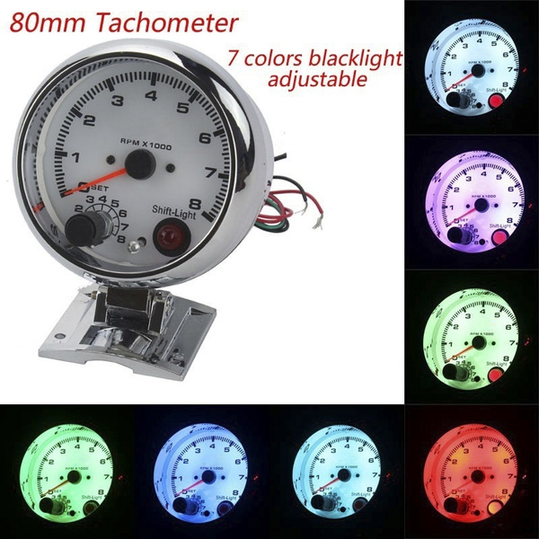 7 Colors Backlight Adjustable 3 75inch 80mm Racing Car Tachometer 0