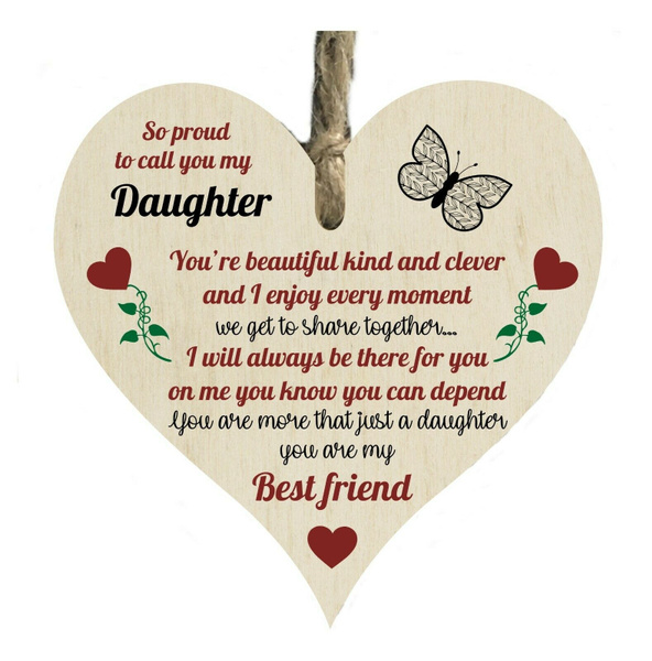 So Proud Daughter Friend Quote Wooden Heart Shape Plaque Gift Party Decoration Ornament Christmas Decoration Wish
