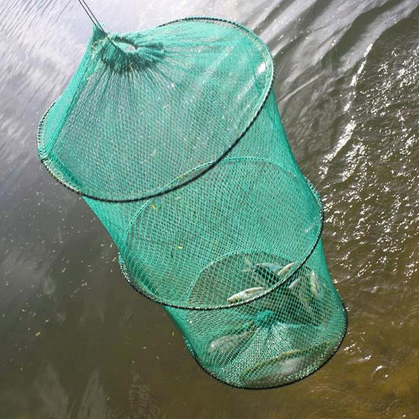 2 Layers Portable Fishing Net Fish Shrimp Mesh Cage Cast Net Fishing Trap  Network Foldable Fishing Net Tackle 37 x 30cm