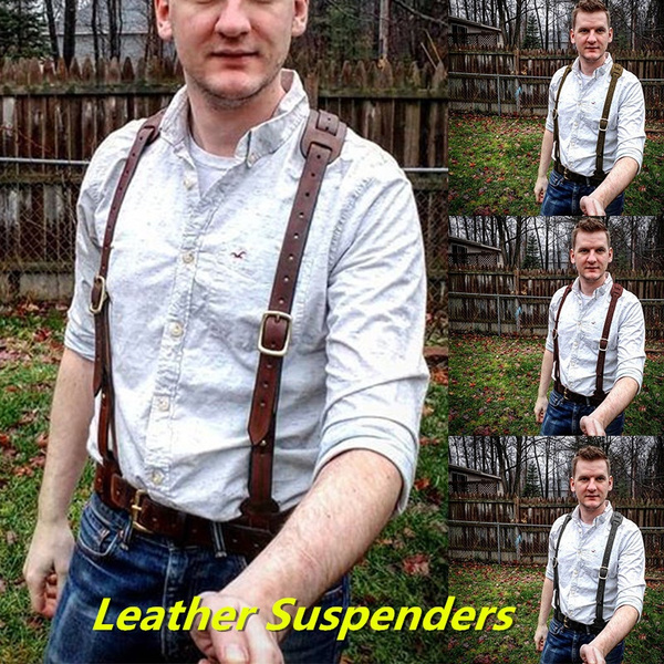 groomsmen in jeans and suspenders