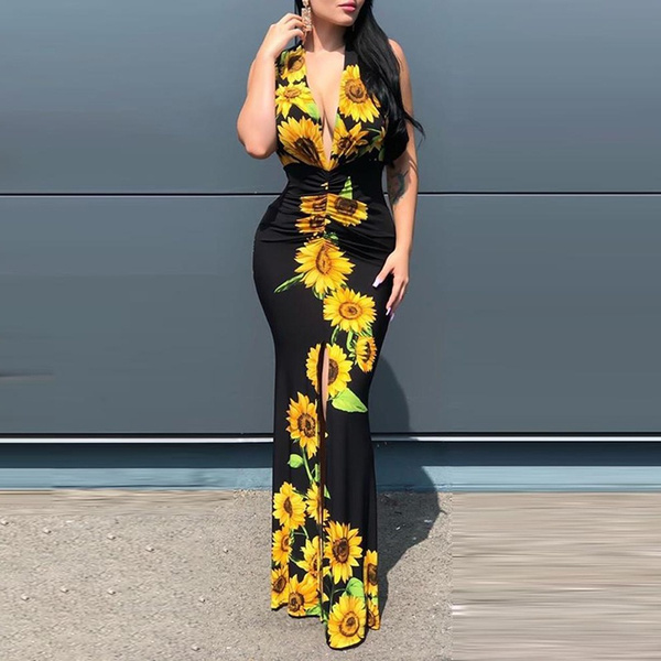 bodycon sunflower dress