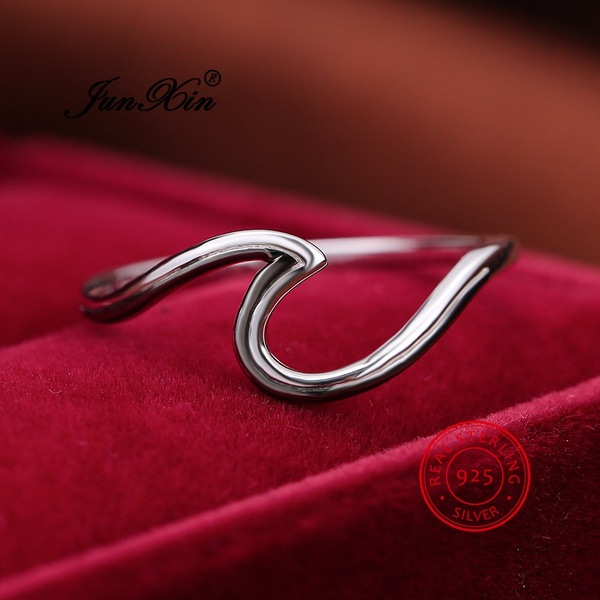 JunXin 925 Sterling Silver Wave Ring Specifically for Girls Women Ring Size 5//6//7//8//9//