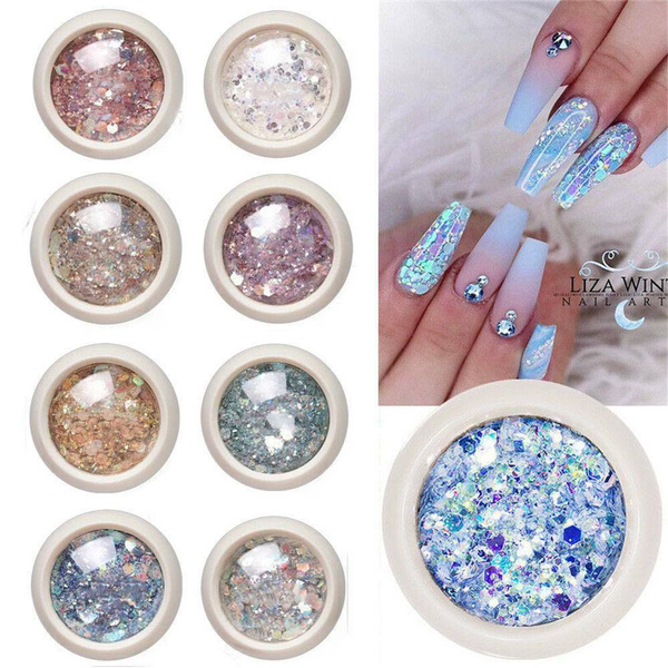 Pink Hexagon Nail Art Glitter Dust Powder Decoration