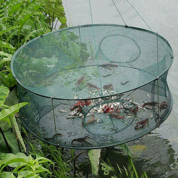 Crab Bucketfoldable Crab Trap Net With Rattle - 60cm Nylon Fishing Mesh  With Buoy