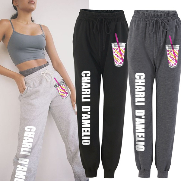 New Fashion Charli D'amelio Pants Printed Tik Tok Sweatpants Casual Joggers  Running Gym Women Jogging Pants