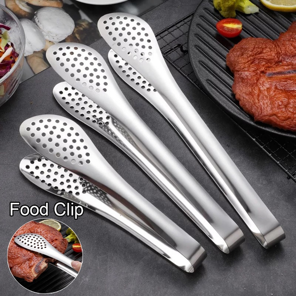 3pcs/set Cooking Kitchen Tongs Food BBQ Salad Bacon Steak Bread Clip Clamp Smtp 