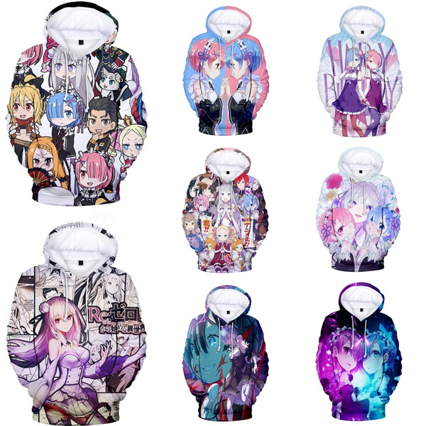 Anime Re Zero Twin Maid Ram Rem 3d Print Men Women Hoodies Sweatshirts