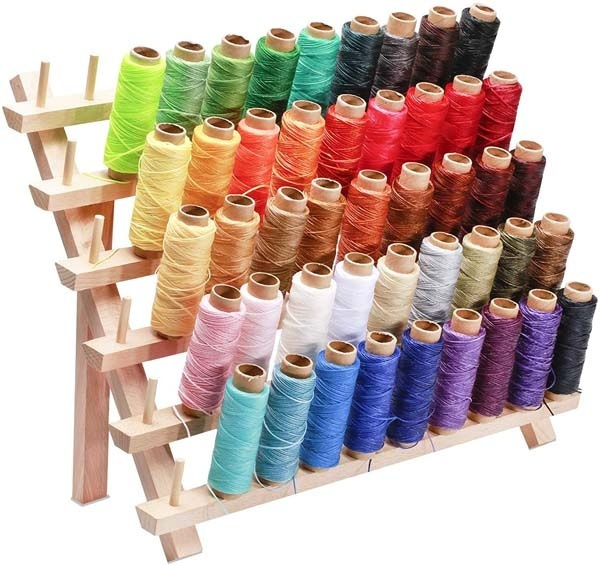 46 Colors Waxed Sewing Thread with Thread Holder, Waxed Thread for Leather  Sewing, Bookbinding Thread, Leather Sewing Waxed Thread Cord for Leather  Craft