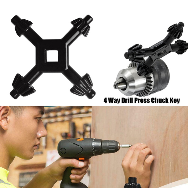4 Way Drill Press Chuck Key Size 3/8" & 1/2" Chucks Universal