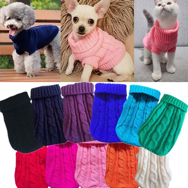 Winter Warm Sweater Dog Cat Clothes For Small Pets Knitted Colorful Coats Jacket 