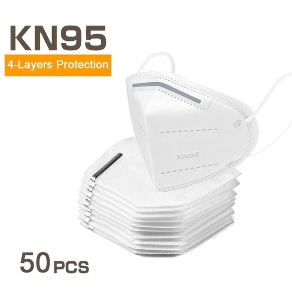 50PCS KN95 Mask 4 Layer Face Mask Anti PM2.5 Reusable Meltblown Non