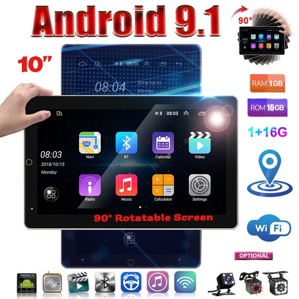 10 Rotatable Screen 1 Din Android 9.1 Car Stereo Radio GPS Player BT WIFI  1+16G