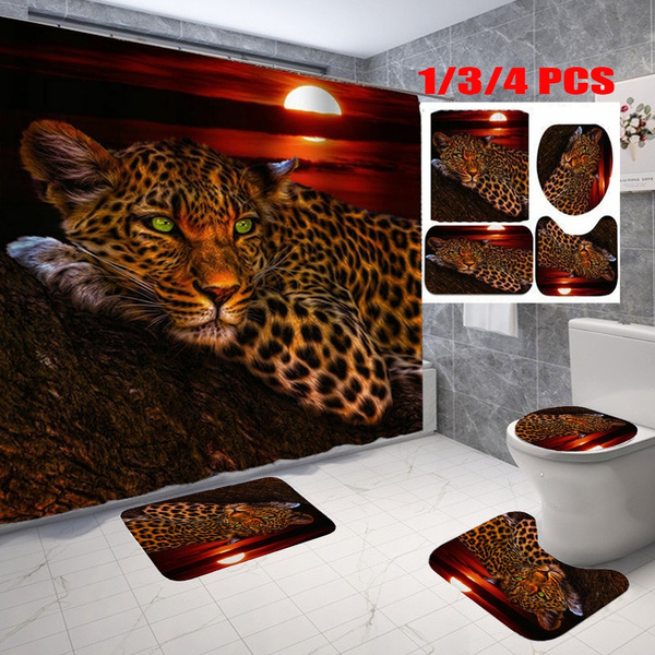 Bath Mat Floor Bathroom Decor, Leopard Bathroom Decor