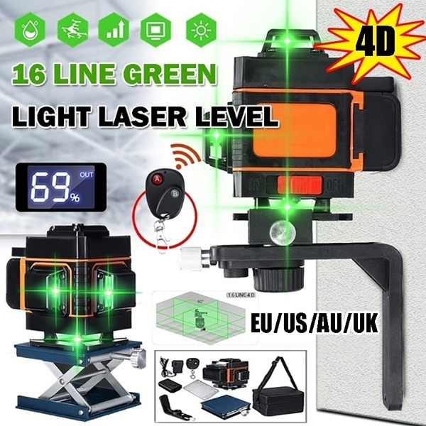 US Plug 16 Lines 4D Laser Level, Green Laser Line, Self Leveling