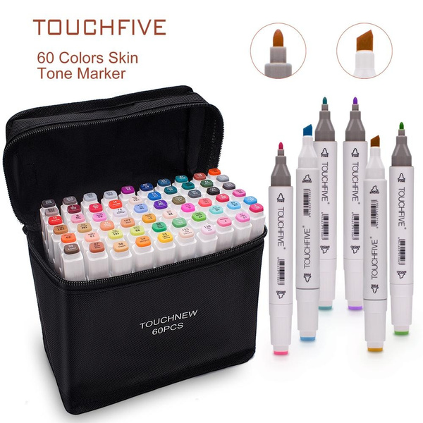 TOUCHFIVE Marker pen 120/80/60 Colors Dual Tips Alcohol Graphic Sketch Twin  Marker Pen With Bookmark Manga Drawing Art Supplies
